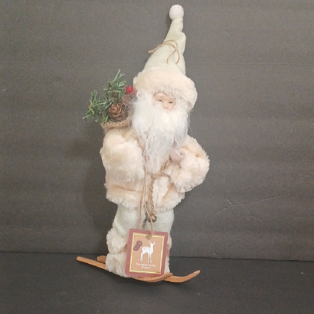 Gardeners Eden SANTA Cream and White Figurine ornament 12" NEW